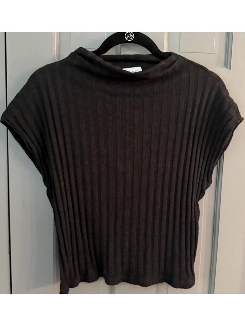 Michael Stars Black Ribbed Sleeveless Mock Neck Lightweight Sweater Size M EUC